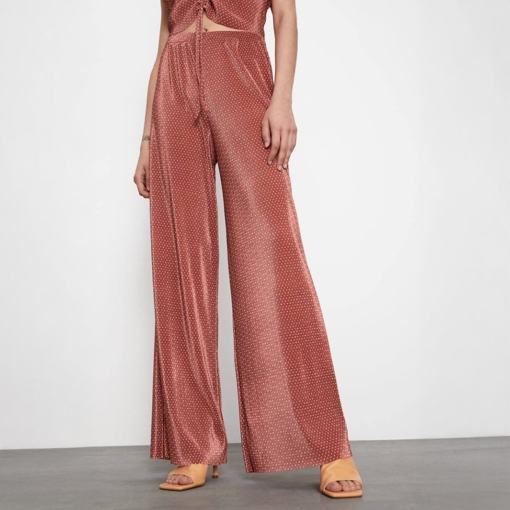 Zara | NWOT Polka Dot Wide-Leg Palazzo Lounge Pants in‎ Rust Brown 0219/416/701
